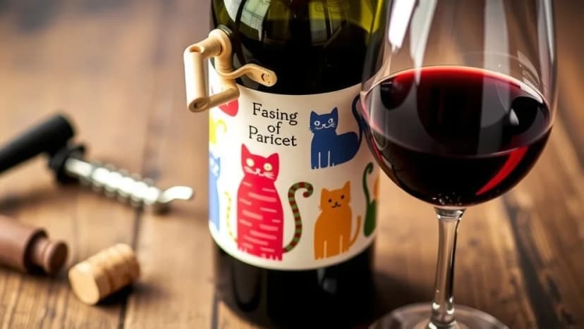 Crazy cat vin flaska som prästar som en stjärna